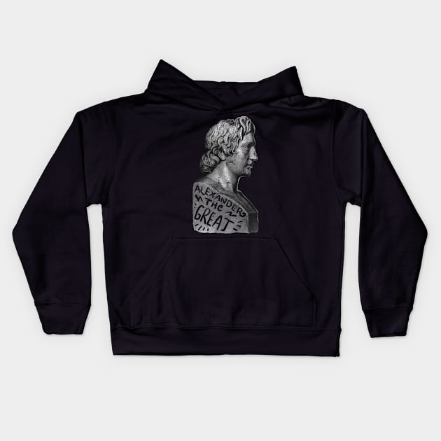 Alexander the Great Head Face Ancient Greece History Kids Hoodie by strongsimple